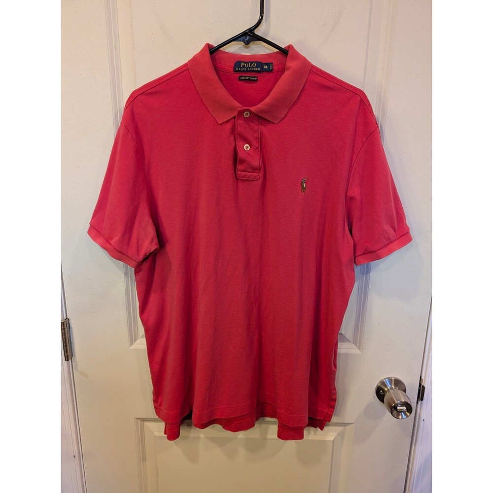 Men's Polo Ralph Lauren Pima Soft Touch Short Sleeve Polo Shirt Red Cotton XL